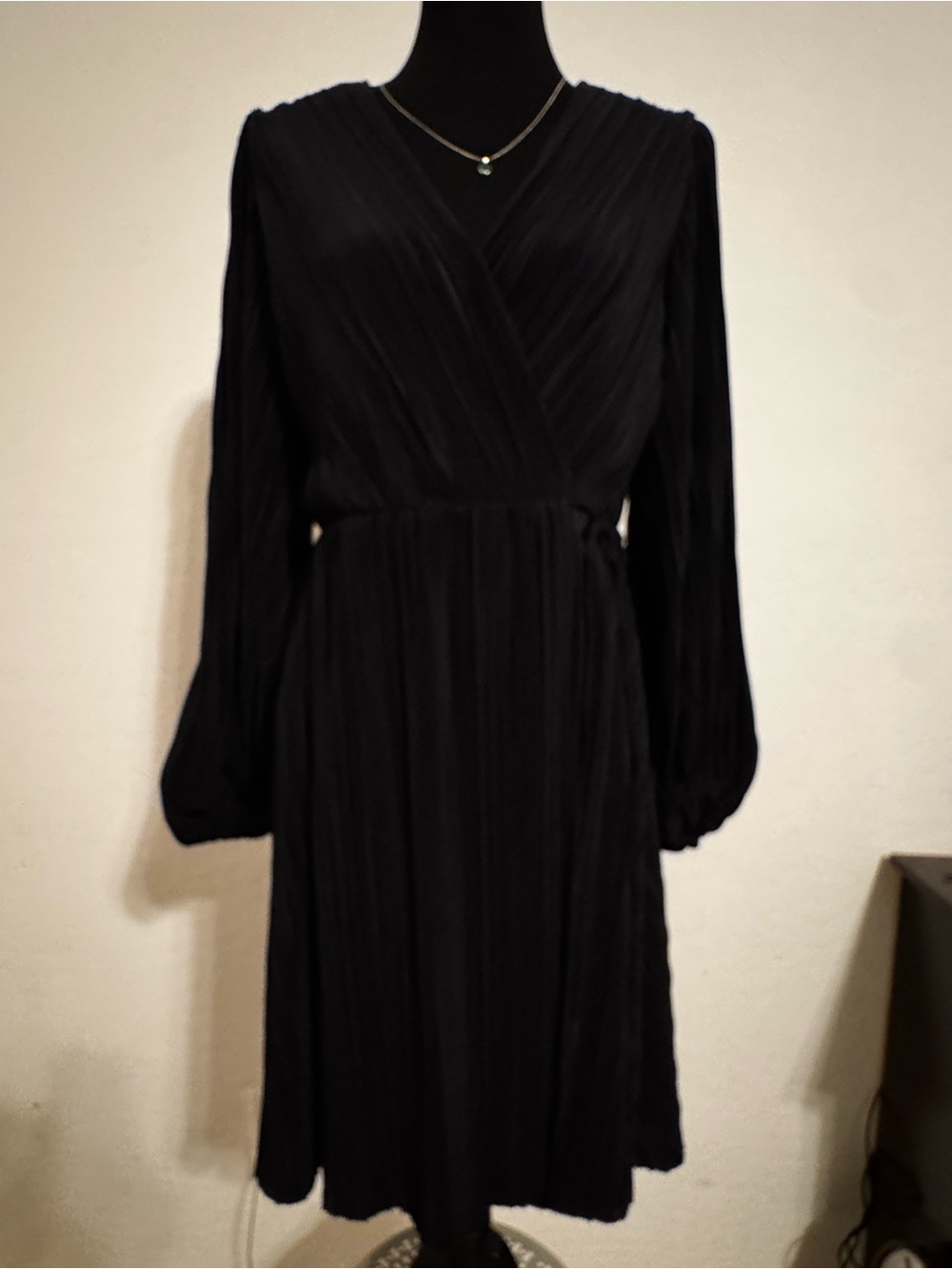 H&M Black Long-Sleeve Wrap-Style Dress